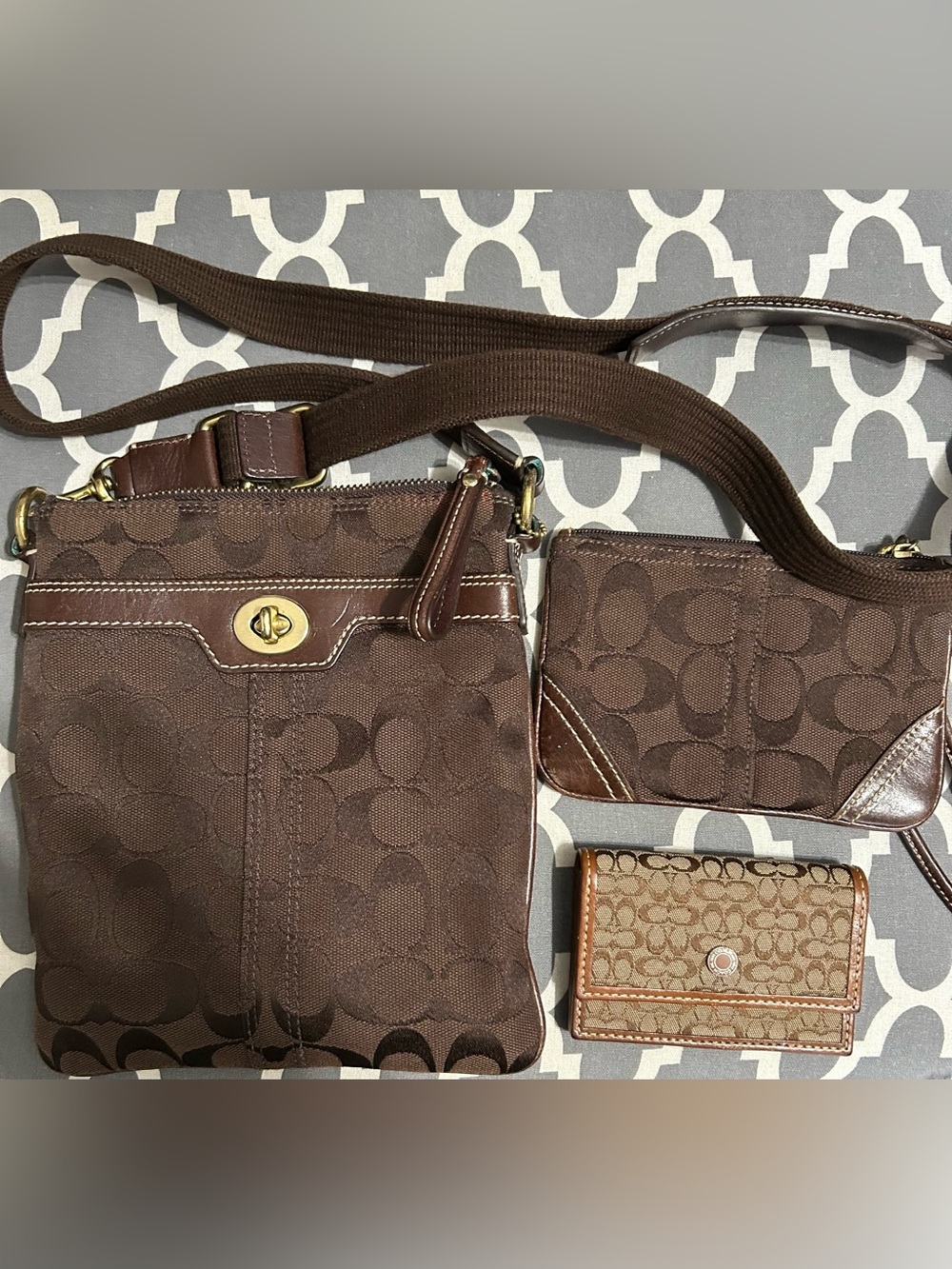 Coach Small Crossbody with Brown wristlet and credit card holder